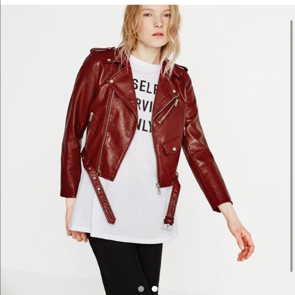 Red/burgundy leather jacket - Picture 2 of 2